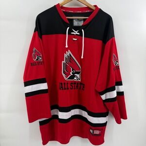 Colosseum Ball State Cardinals Hockey Jersey Mens XL Red Black Lace Up Fan Gear